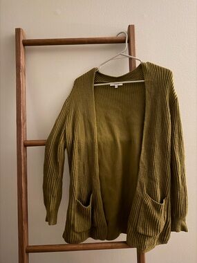 Madewell Olive Green Cardigan Sweater with Pockets